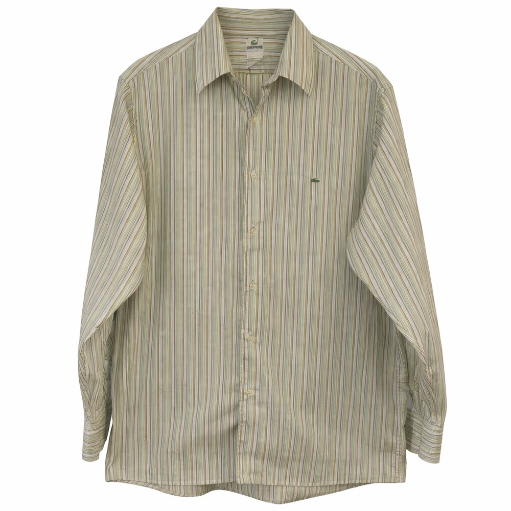🐊 Lacoste Made in France Striped Button-Down Shirt Men’s 44 Large